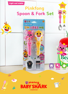 [Pinkfong] Set thìa nĩa Baby Shark Pinkfong chất liệu silicone | Seoulpapa